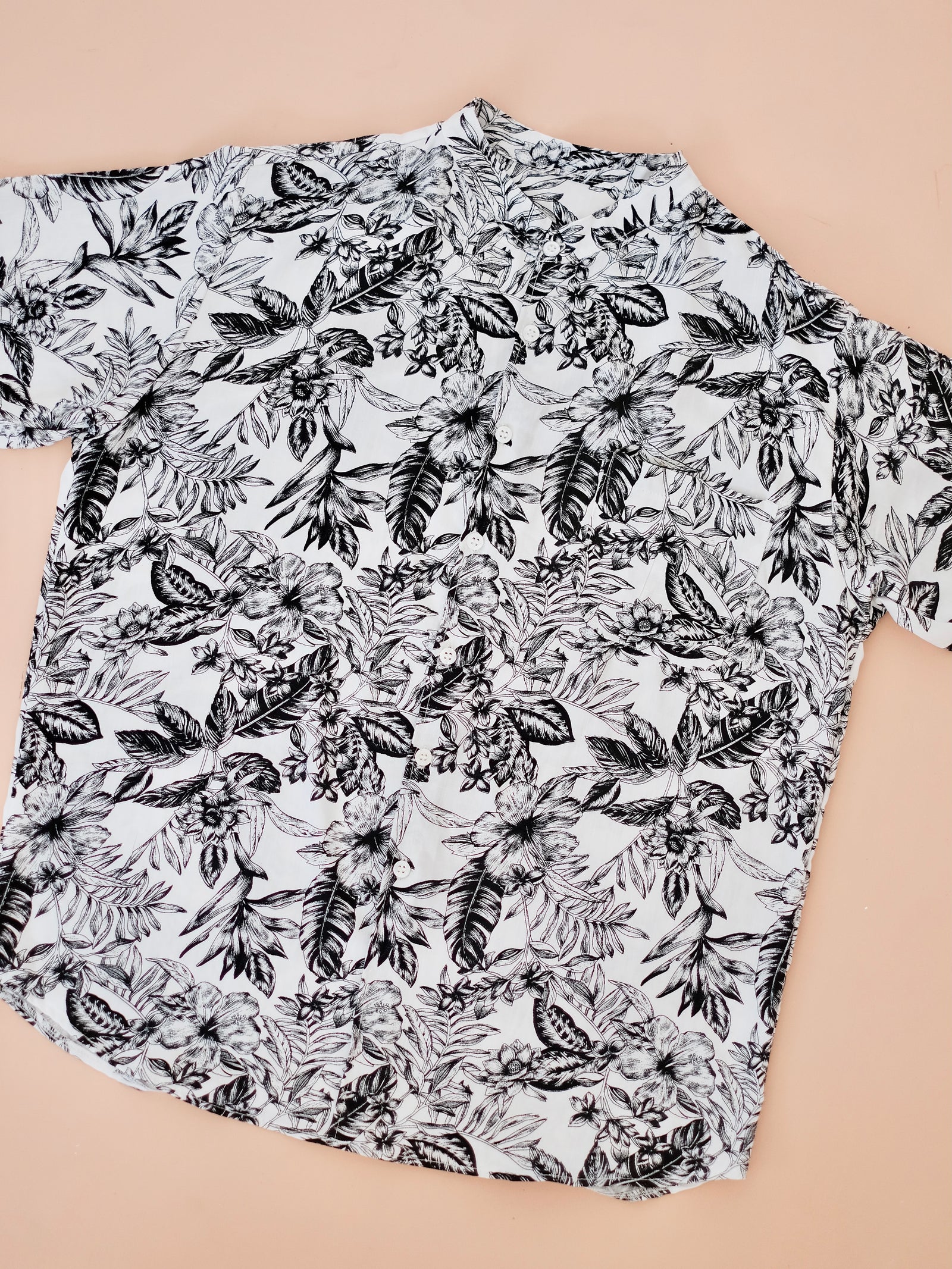 Men Collarless button-down shirt | Black