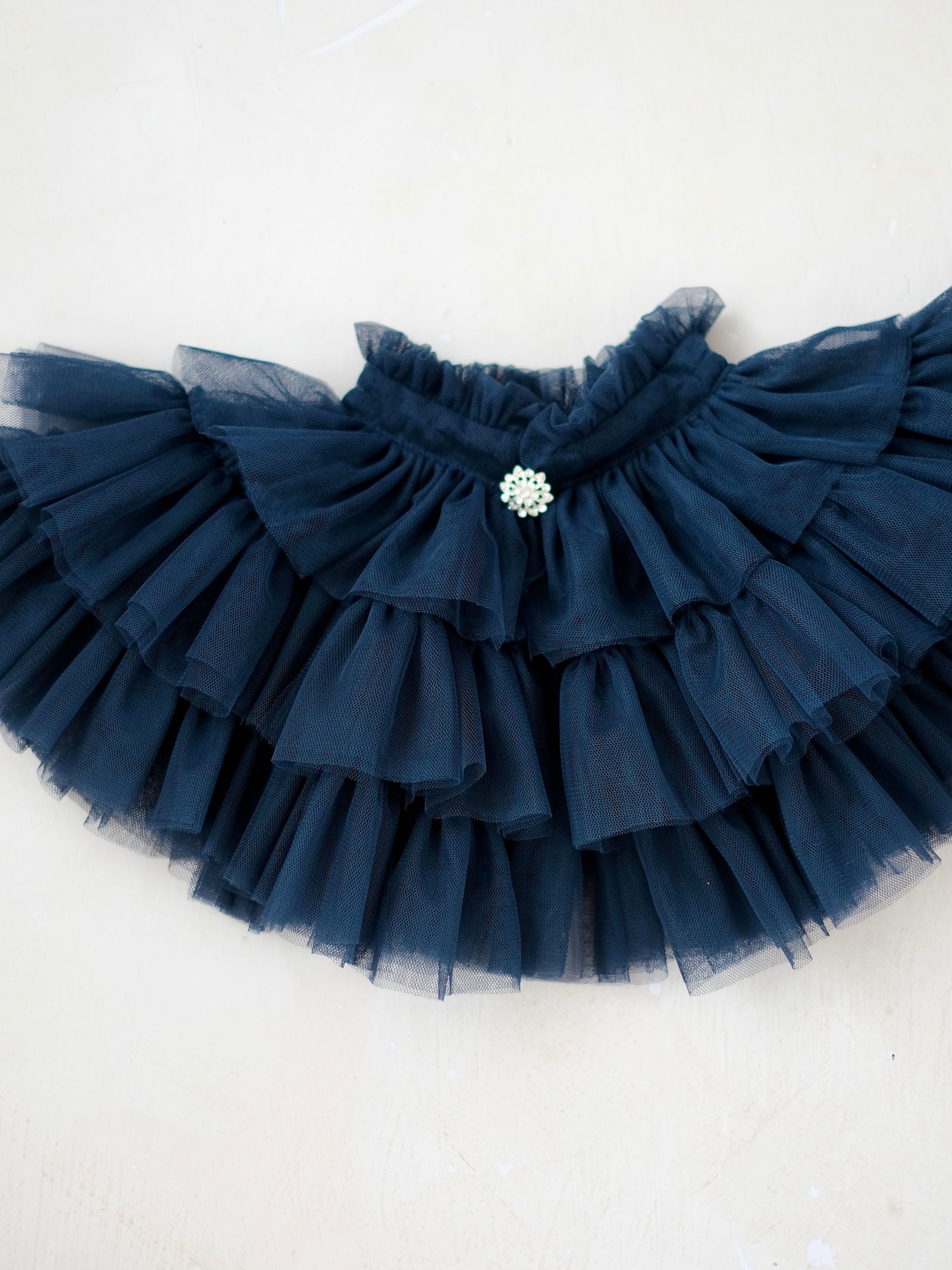 Vella Tulle Cape with Brooch | Midnight Blue | Pre-order