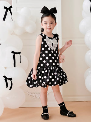 Vania Polka Dot Bubble Dress in Black | Pre-order