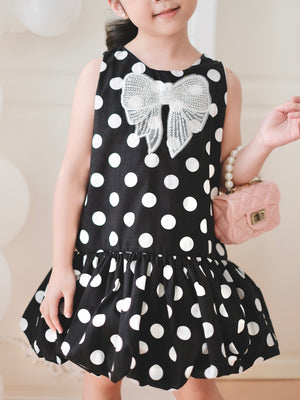 Vania Polka Dot Bubble Dress in Black | Pre-order