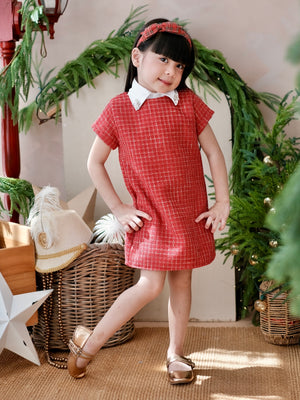 Willa Tweed Dress in Red