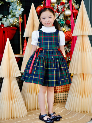 Sandrine Dress in Green Tartan | Pre-order