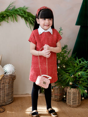 Willa Tweed Dress in Red