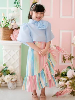 Amparo Wrap Skirt in Pastel Stripes