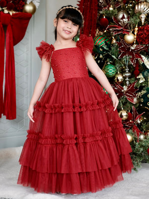 Lilianne Long Midi Dress | Burgundy