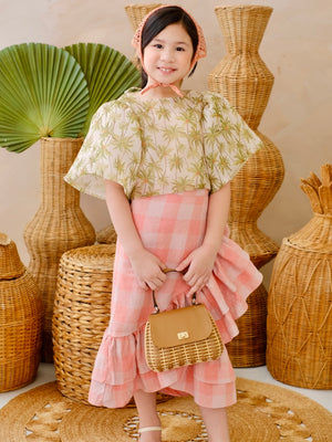 Amparo Wrap Skirt | Linen Gingham