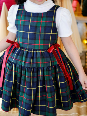Sandrine Dress in Green Tartan | Pre-order