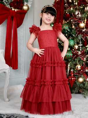 Lilianne Long Midi Dress | Burgundy