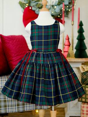 Sandrine Dress in Green Tartan | Pre-order