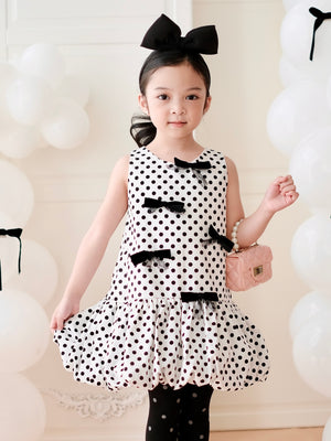 Vania Polka Dot Bubble Dress in White | Pre-order
