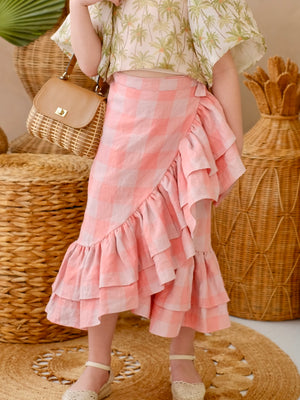 Amparo Wrap Skirt | Linen Gingham