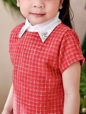 Willa Tweed Dress in Red