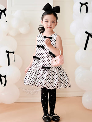Vania Polka Dot Bubble Dress in White | Pre-order