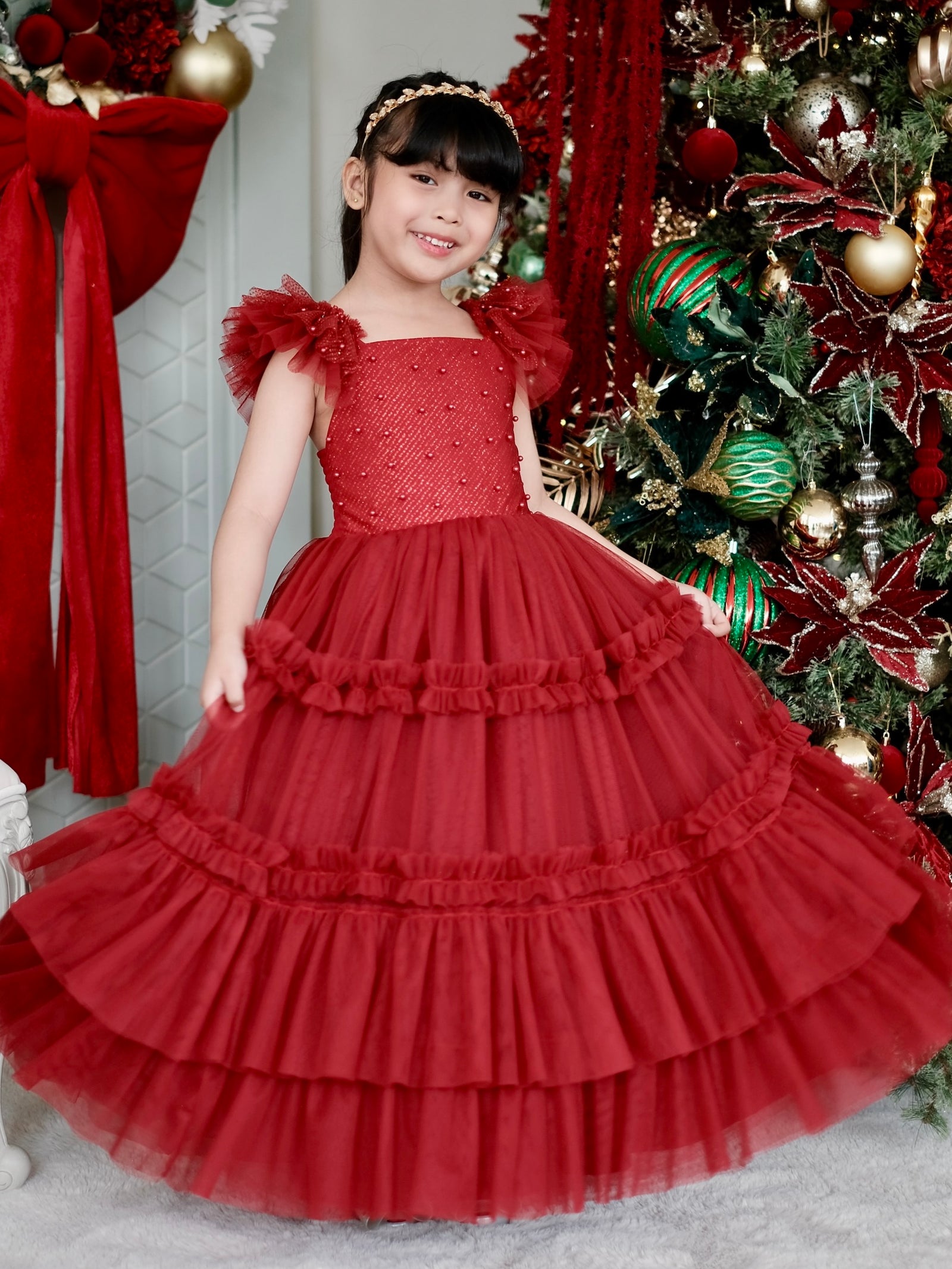 Lilianne Long Midi Dress | Burgundy