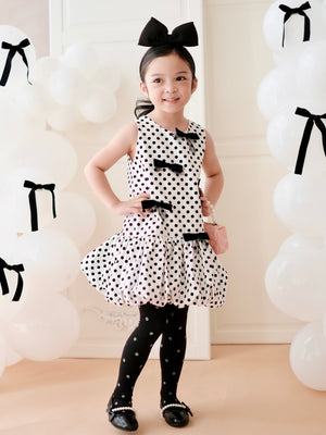 Vania Polka Dot Bubble Dress in White | Pre-order