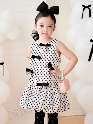 Vania Polka Dot Bubble Dress in White | Pre-order
