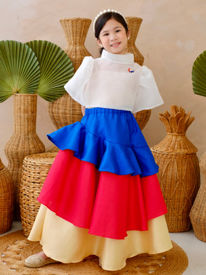 Sinag Filipiniana Top with Flag Pin | Off-White