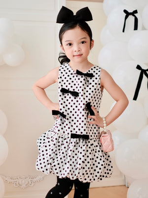 Vania Polka Dot Bubble Dress in White | Pre-order