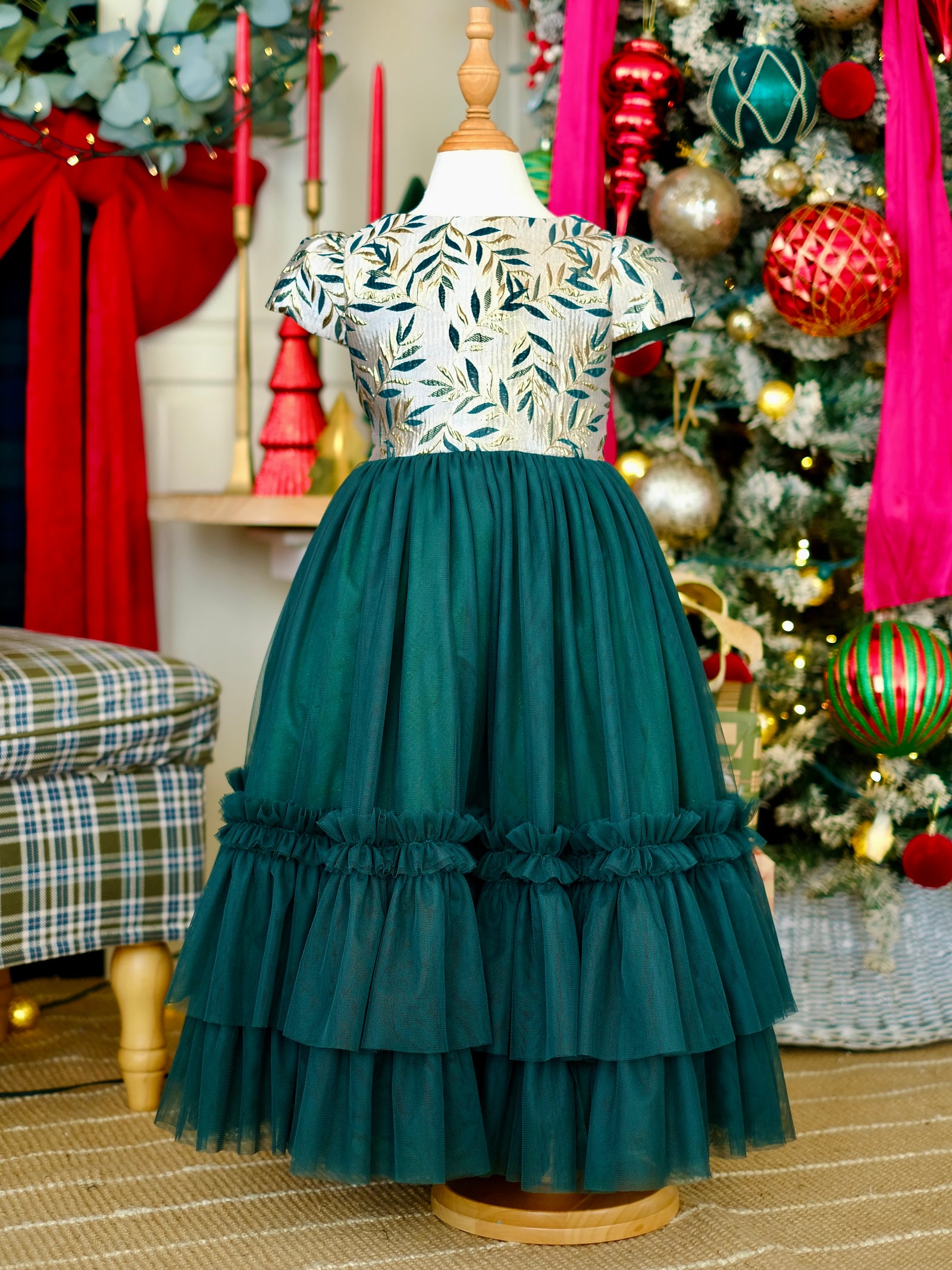 Iveline Jacquard Long Dress | Hunter Green | Pre-order