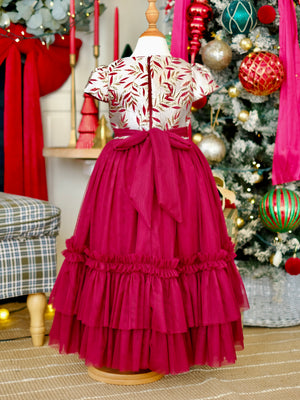 Iveline Jacquard Long Dress | Marsala | Pre-order