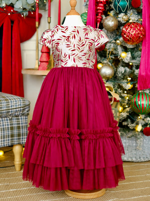 Iveline Jacquard Long Dress | Marsala | Pre-order
