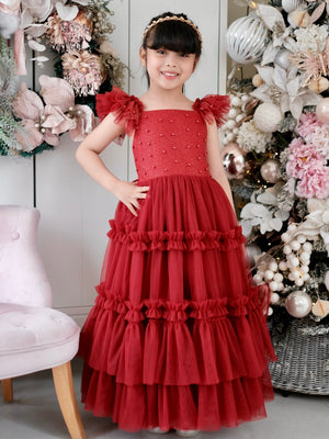 Lilianne Long Midi Dress | Burgundy