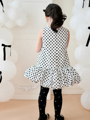 Vania Polka Dot Bubble Dress in White | Pre-order
