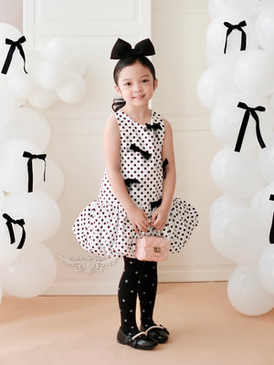 Vania Polka Dot Bubble Dress in White | Pre-order