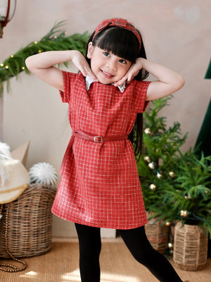 Willa Tweed Dress in Red