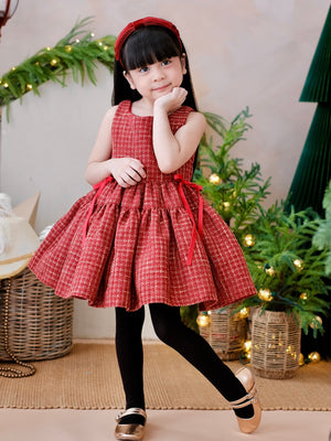 Sandrine Tweed Dress in Muted Burgundy