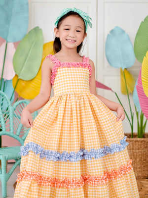 Double Bow Headband | Green Gingham