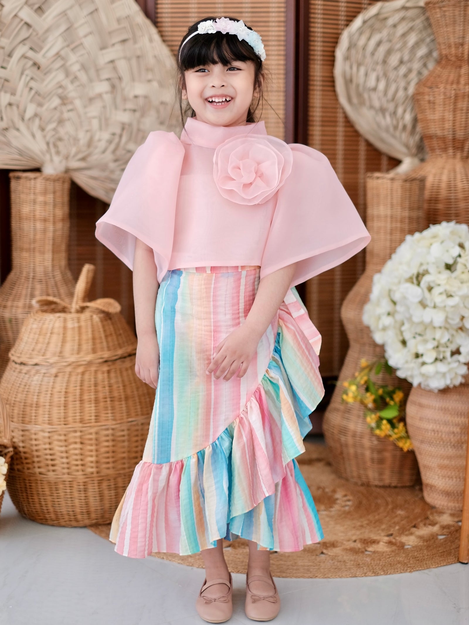 Amparo Wrap Skirt in Pastel Stripes