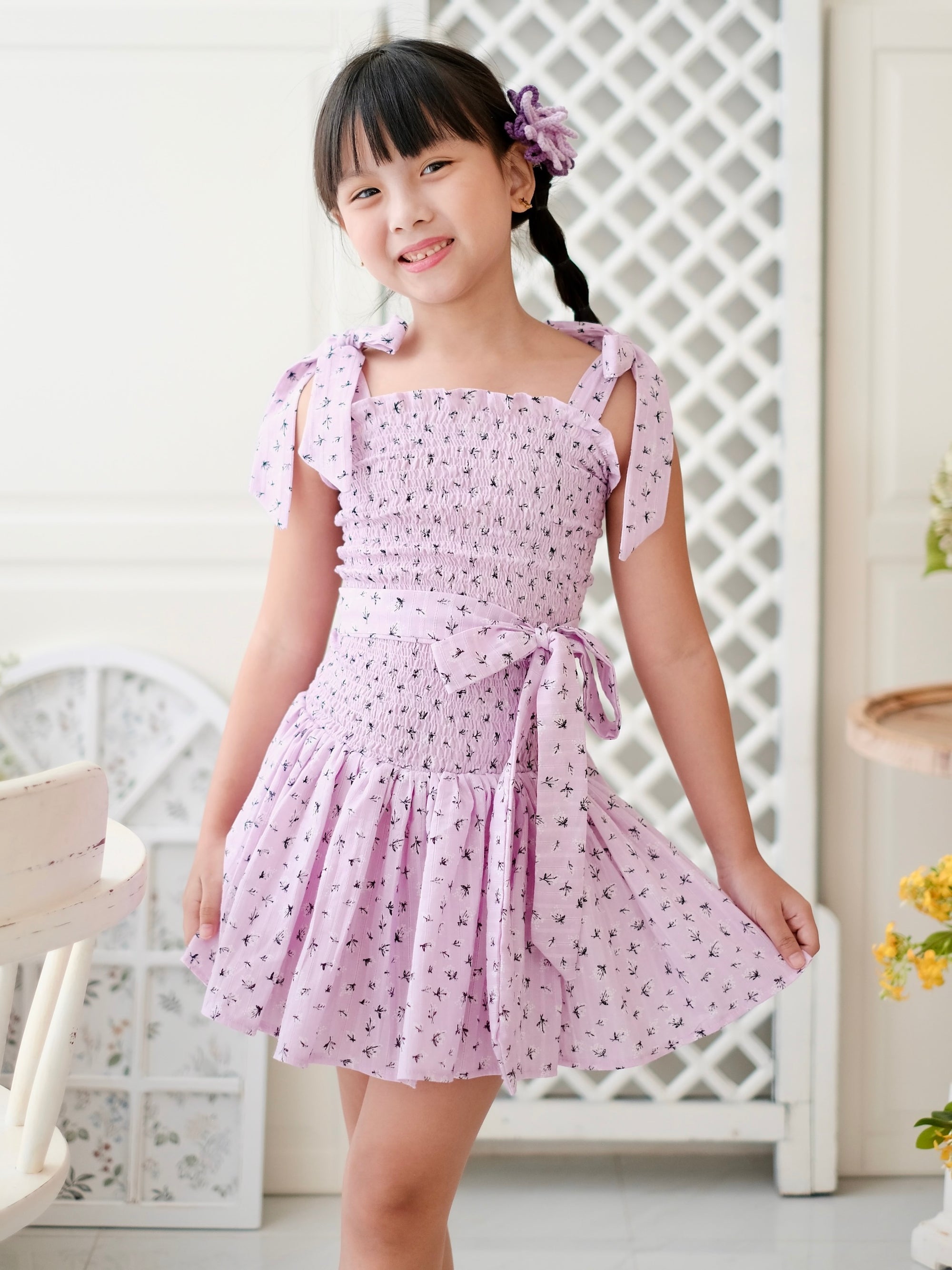 Candace Dress in Purple | Set with Sash