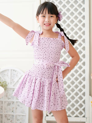 Candace Dress in Purple | Set with Sash