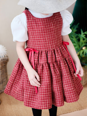 Sandrine Tweed Dress in Muted Burgundy