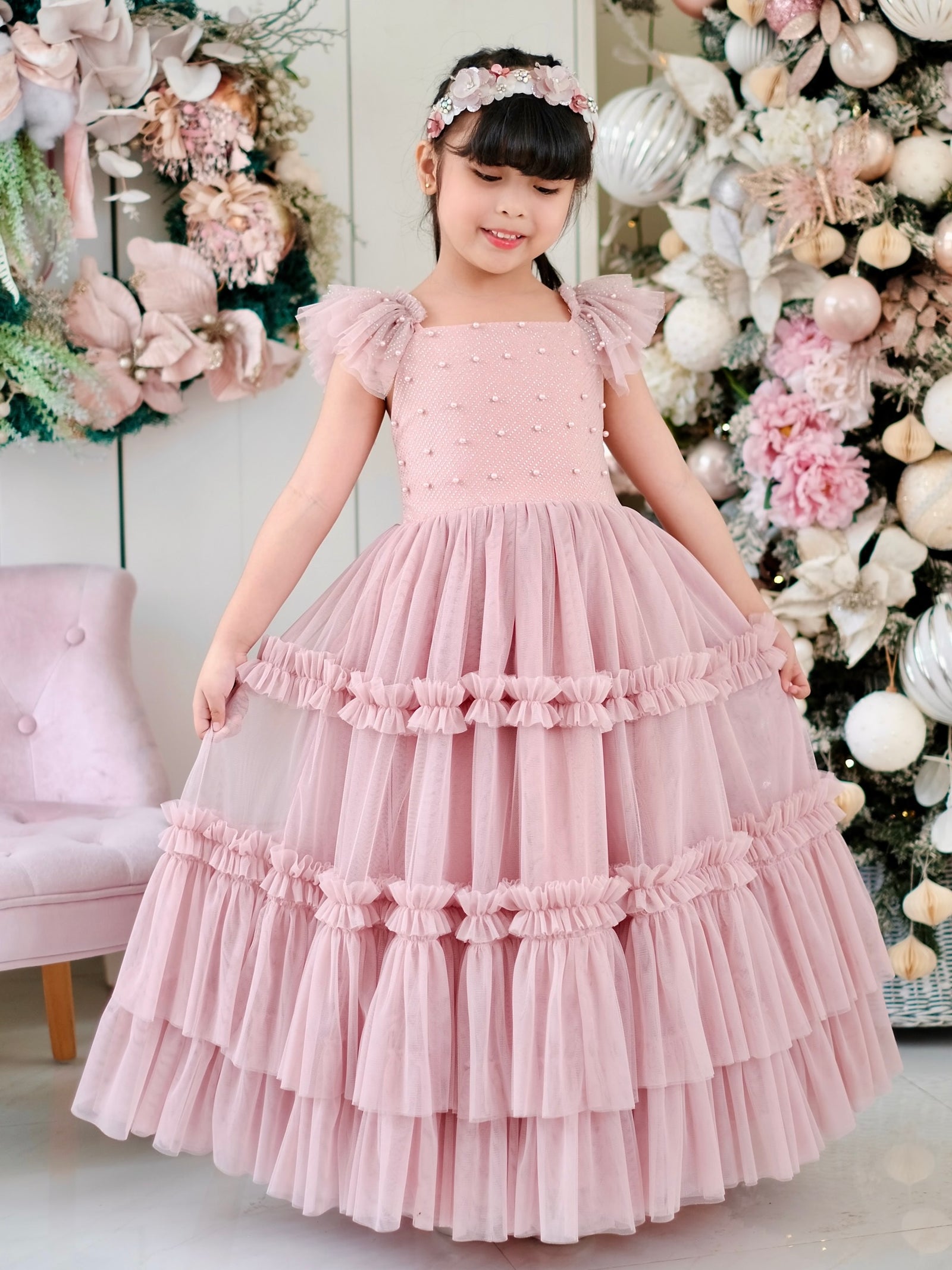 Lilianne Long Midi Dress | Dusty Pink