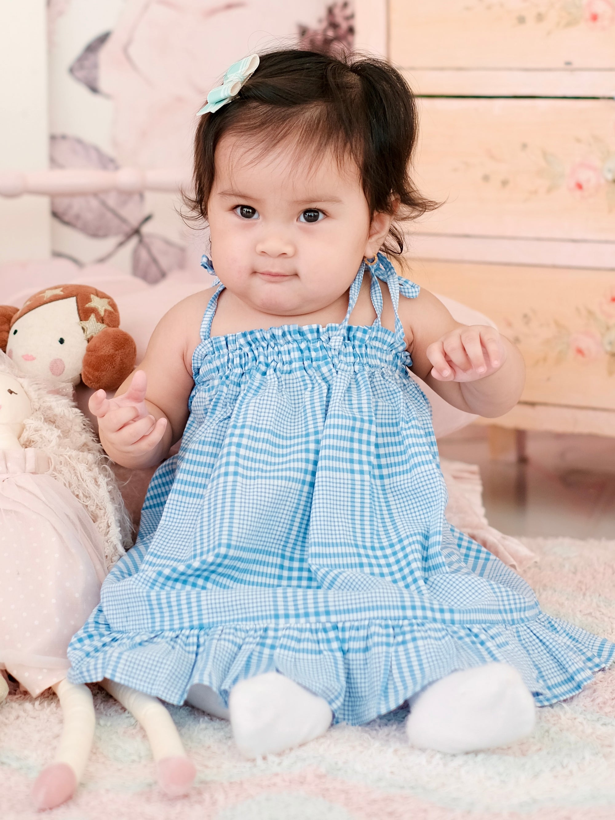 Emille Dress in Blue Grid | Baby 6-12m