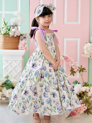 Eden Long Midi Dress in Periwinkle & Lavender