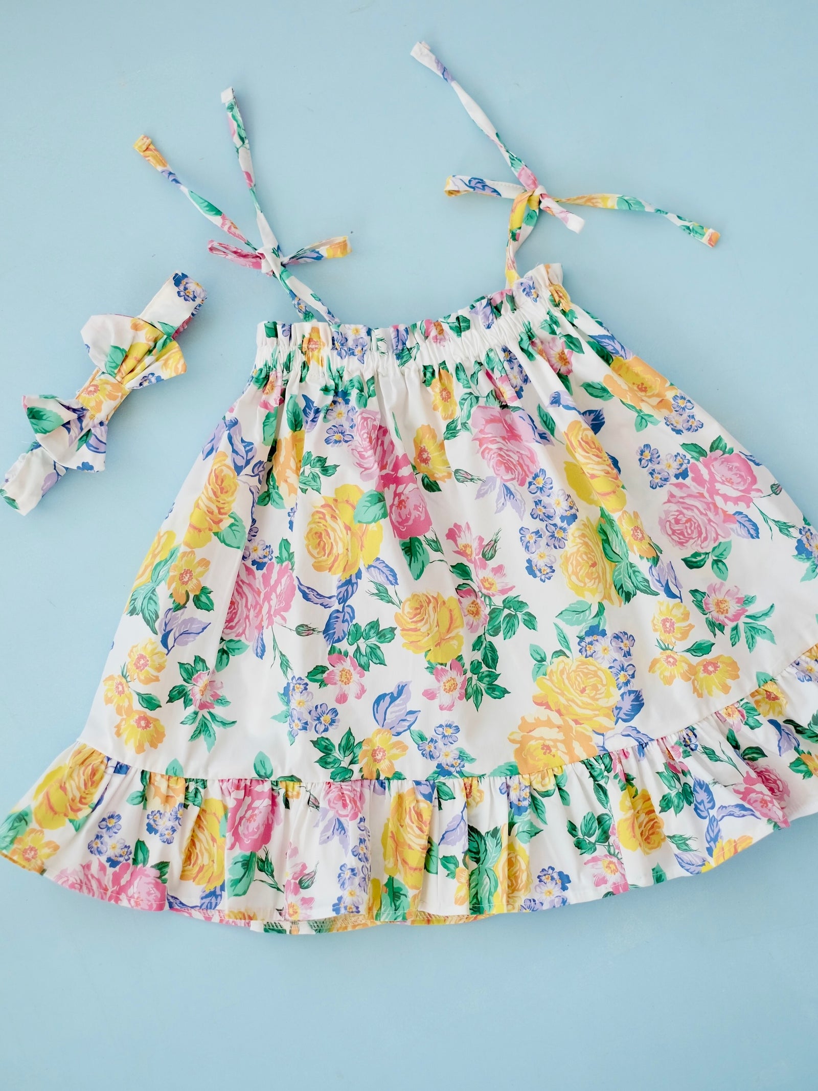 Emille Floral Dress Set with Headband | Tiny Threads | New