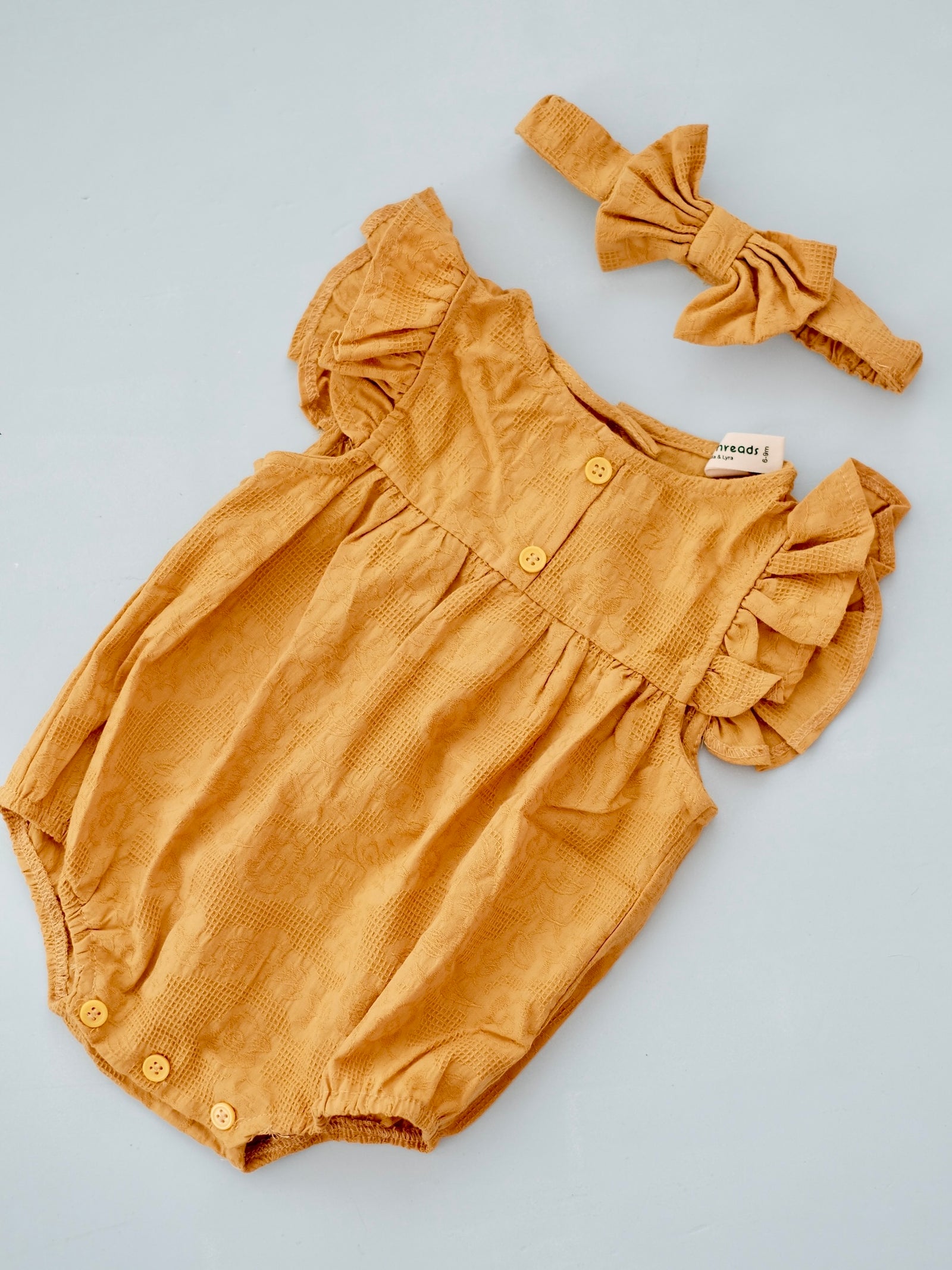 Nina Romper | Embroidered Cotton with Headband