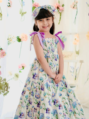 Eden Long Midi Dress in Periwinkle & Lavender