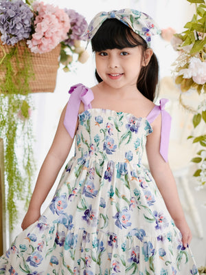 Eden Long Midi Dress in Periwinkle & Lavender