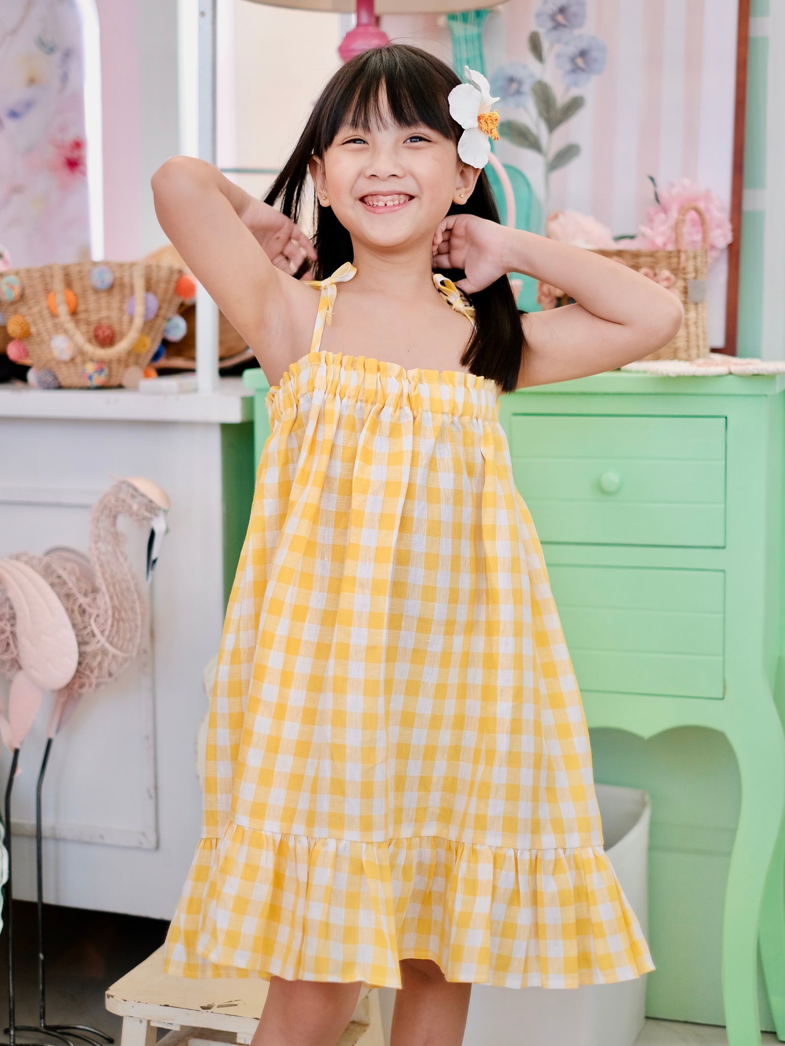 Emille Dress | Yellow Gingham Linen