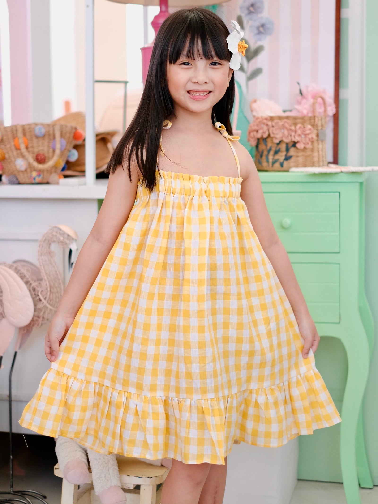 Emille Dress | Yellow Gingham Linen