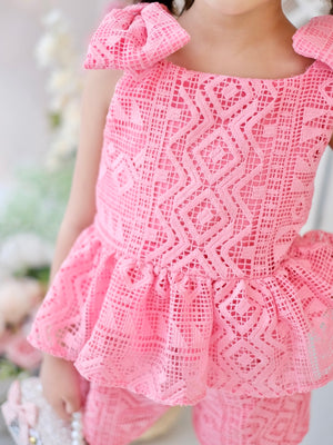 Madeline Top and Shorts Lace Set