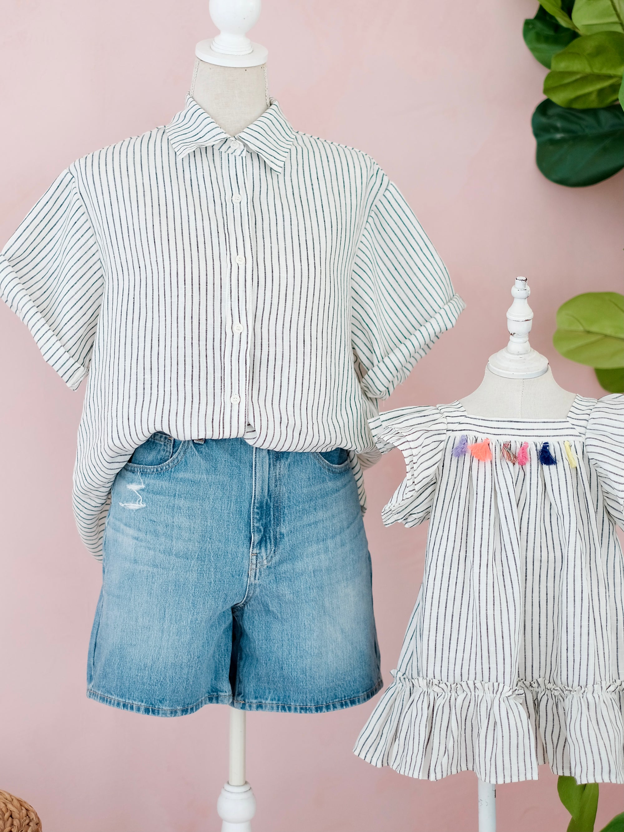 Jessie Linen Top in Blue Stripes | Women