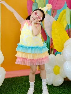 Jacquette Dress in Yellow Daisy