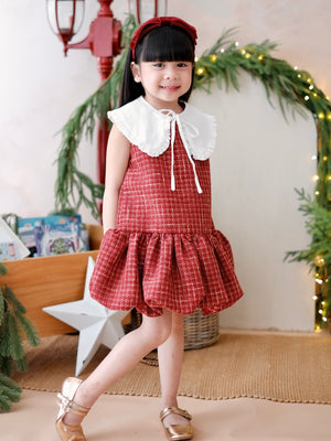 Vania Tweed Dress in Muted Burgundy | Pre-order