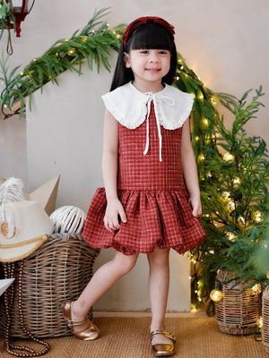Vania Tweed Dress in Muted Burgundy | Pre-order