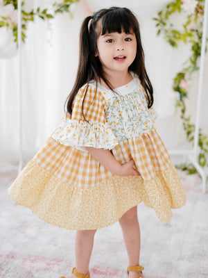 Thalia Dress in Yellow Mix Print